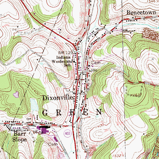 Topographic Map of Dixonville Post Office, PA