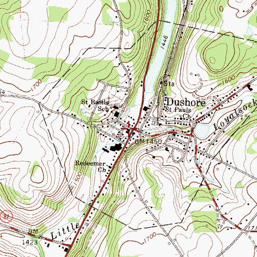 Topographic Map of Dushore Post Office, PA