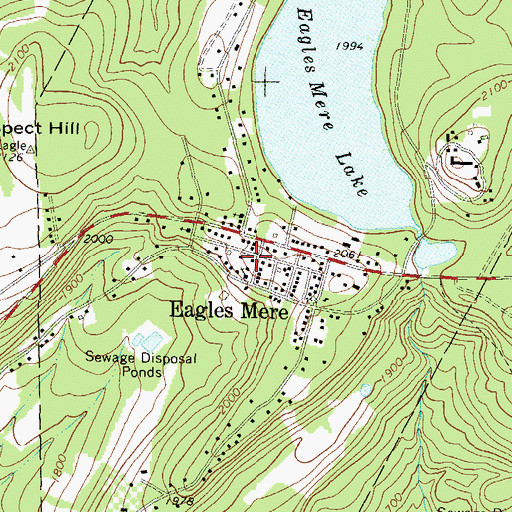 Topographic Map of Eagles Mere Post Office, PA