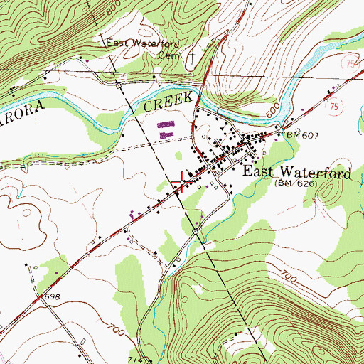 Topographic Map of East Waterford Post Office, PA