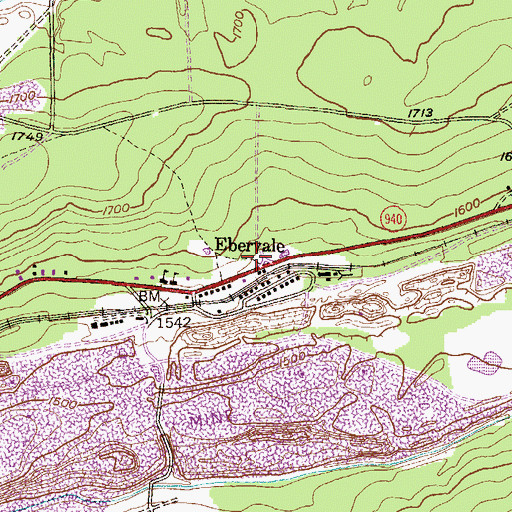 Topographic Map of Ebervale Post Office, PA