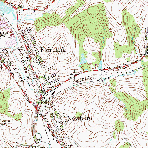 Topographic Map of Fairbank Post Office, PA