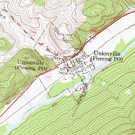 Topographic Map of Fleming Post Office, PA