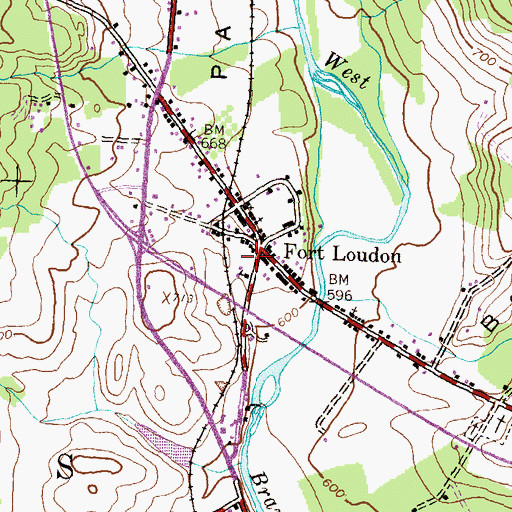 Topographic Map of Fort Loudon Post Office, PA