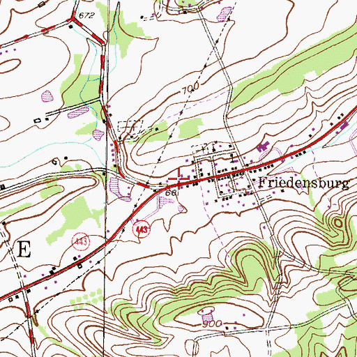 Topographic Map of Friedenburg Post Office, PA