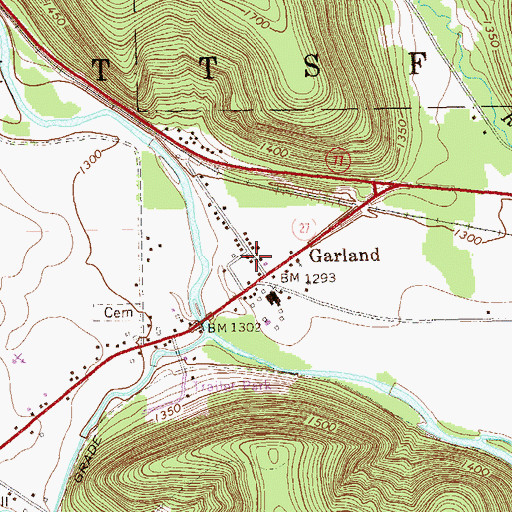 Topographic Map of Garland Post Office, PA