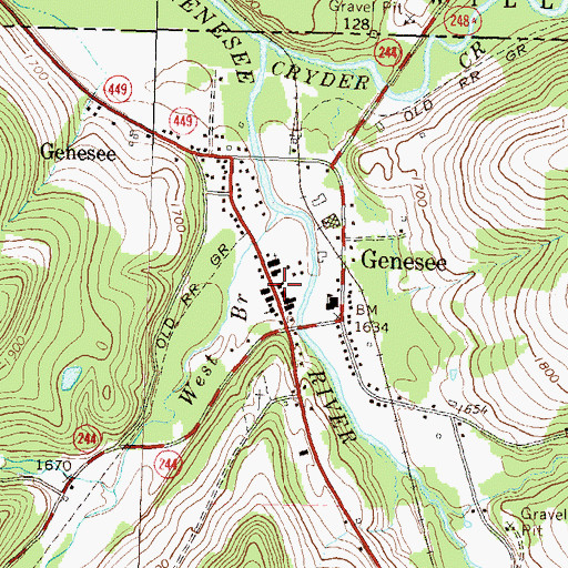 Topographic Map of Genesee Post Office, PA