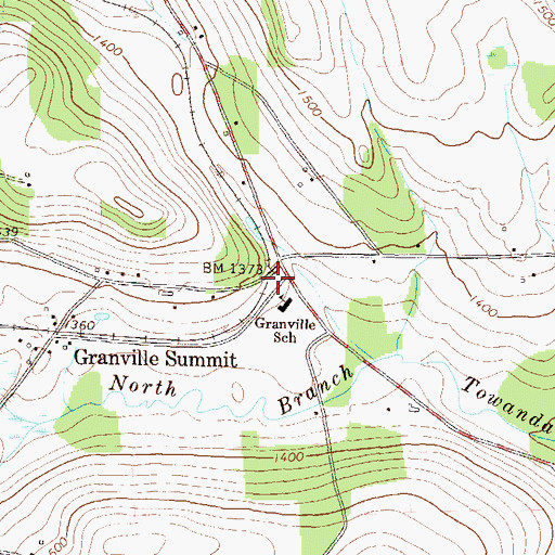 Topographic Map of Granville Summit Post Office, PA