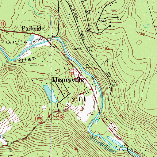 Topographic Map of Henryville  Post Office, PA