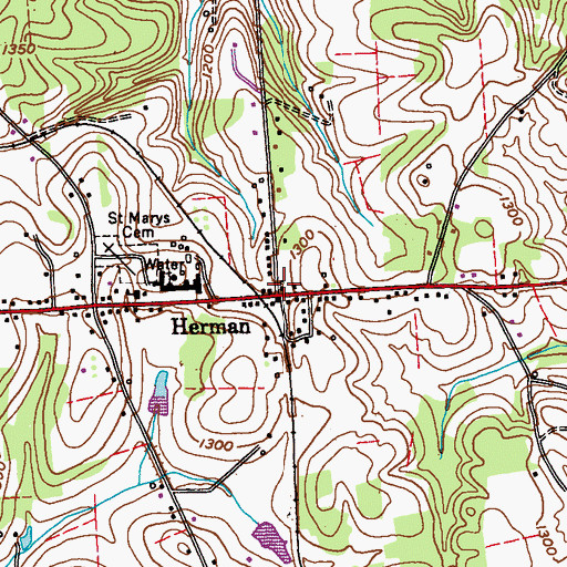 Topographic Map of Herman Post Office, PA