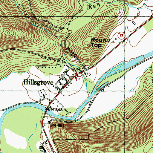 Topographic Map of Hillsgrove Post Office, PA