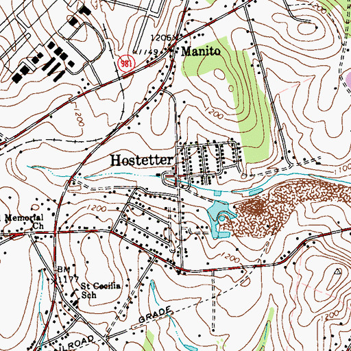 Topographic Map of Hostetter Post Office, PA