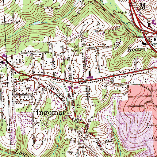 Topographic Map of Ingomar Post Office, PA