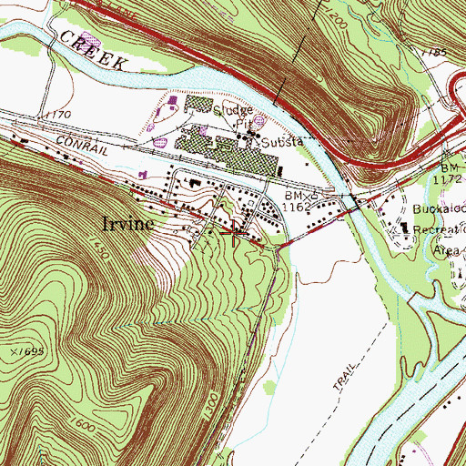 Topographic Map of Irvine Post Office, PA
