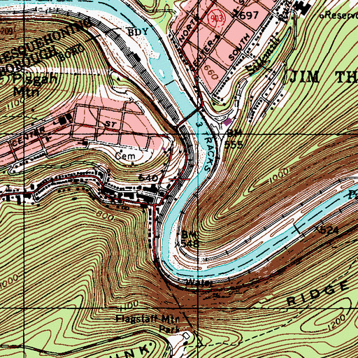 Topographic Map of Jim Thorpe Post Office, PA