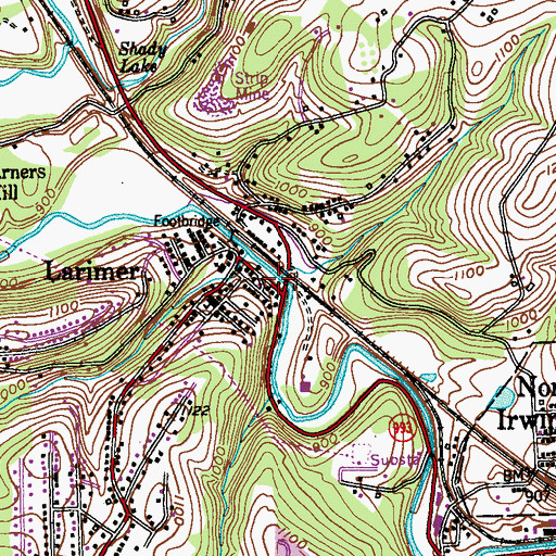 Topographic Map of Larimer Post Office, PA