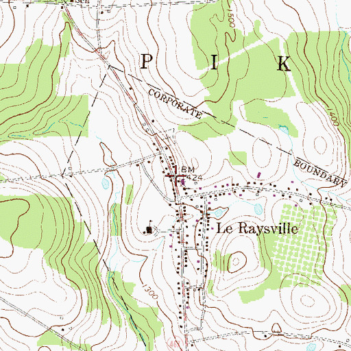 Topographic Map of Le Raysville Post Office, PA