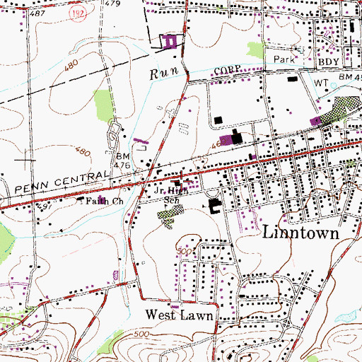 Topographic Map of Lewisburg Carrier Annex Post Office, PA