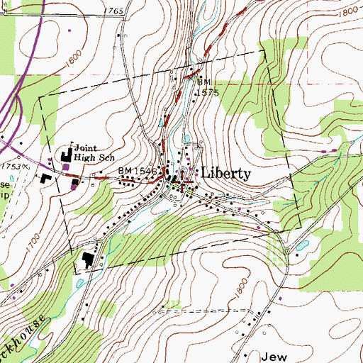 Topographic Map of Liberty Post Office, PA