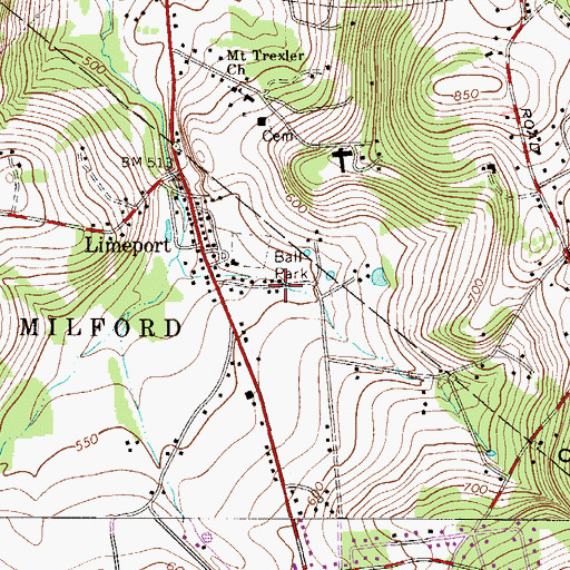 Topographic Map of Limeport Post Office, PA