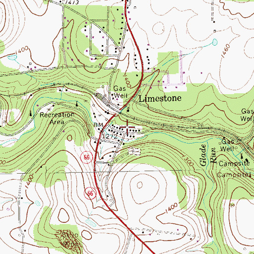 Topographic Map of Limestone Post Office, PA