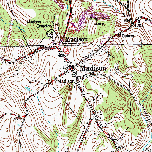 Topographic Map of Madison Post Office, PA