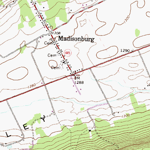 Topographic Map of Madisonburg Post Office, PA