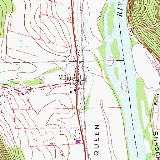 Topographic Map of Milan Post Office, PA