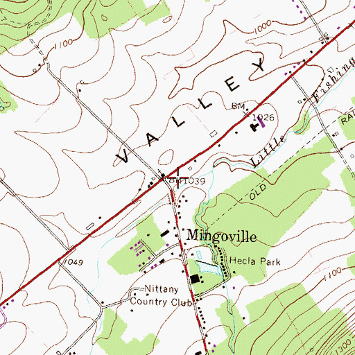 Topographic Map of Mingoville Post Office, PA