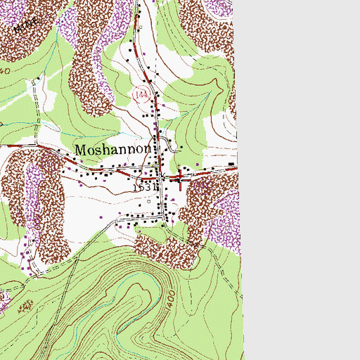 Topographic Map of Moshannon Post Office, PA