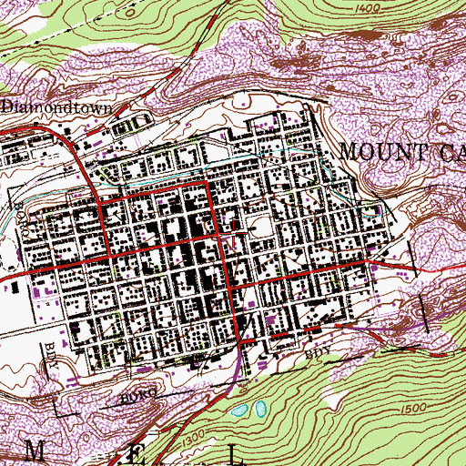 Topographic Map of Mount Carmel Post Office, PA