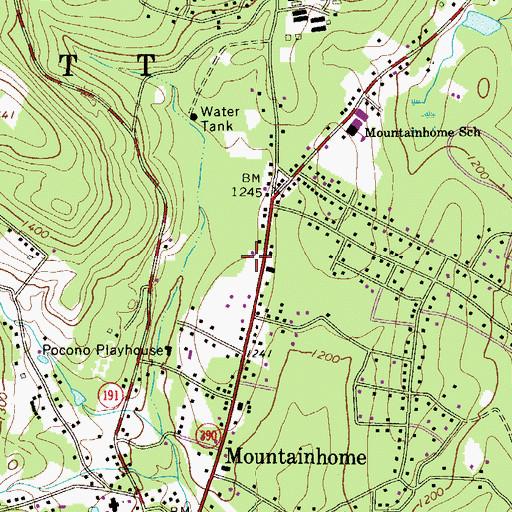 Topographic Map of Mountainhome Post Office, PA