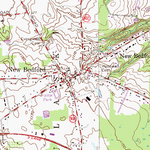 Topographic Map of New Bedford Post Office, PA