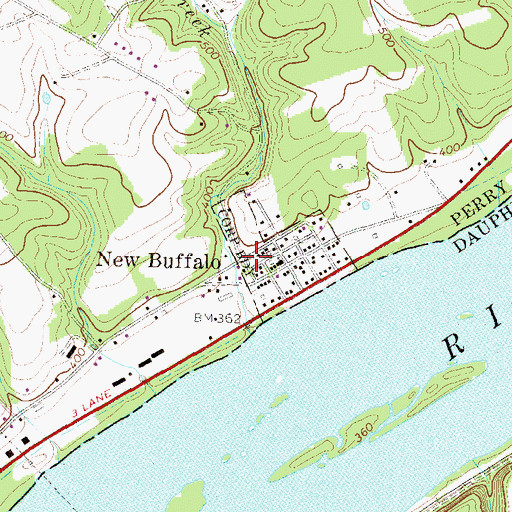 Topographic Map of New Buffalo Post Office, PA