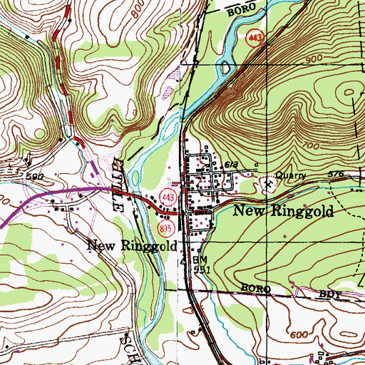 Topographic Map of New Ringgold Post Office, PA
