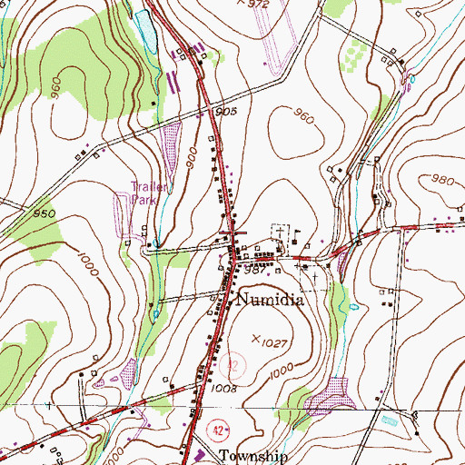 Topographic Map of Numidia Post Office, PA