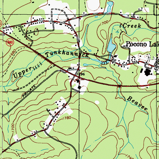 Topographic Map of Pocono Pines Post Office, PA