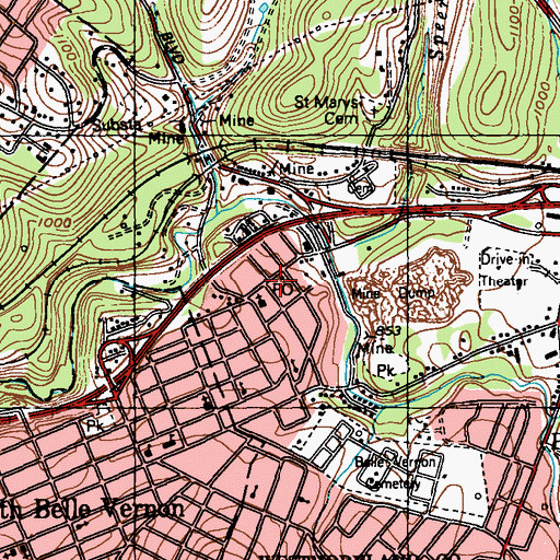 Topographic Map of Pricedale Post Office, PA