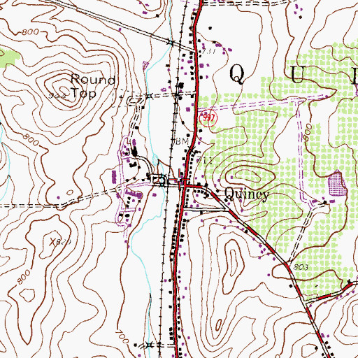 Topographic Map of Quincy Post Office, PA