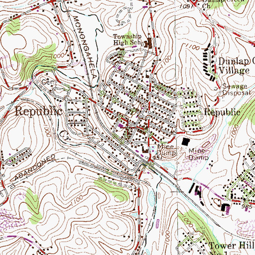 Topographic Map of Republic Post Office, PA