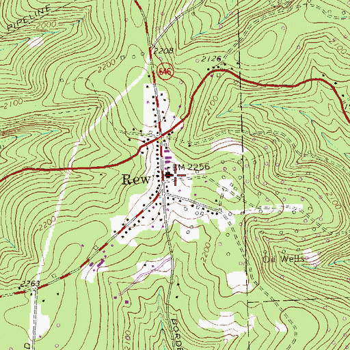 Topographic Map of Rew Post Office, PA