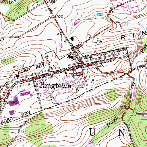 Topographic Map of Ringtown Post Office, PA