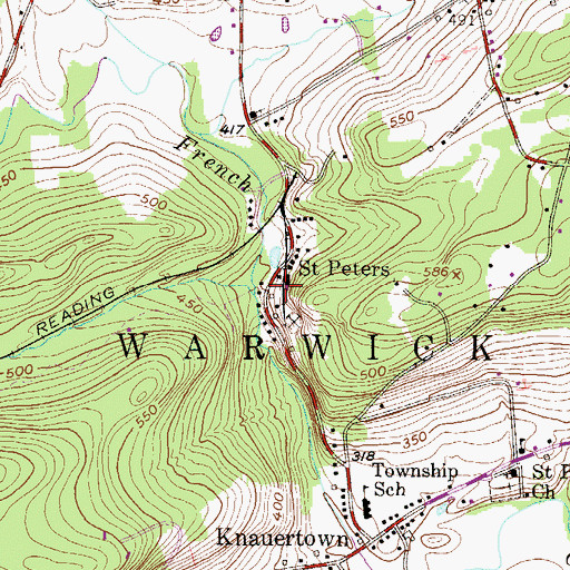 Topographic Map of Saint Peters Post Office, PA