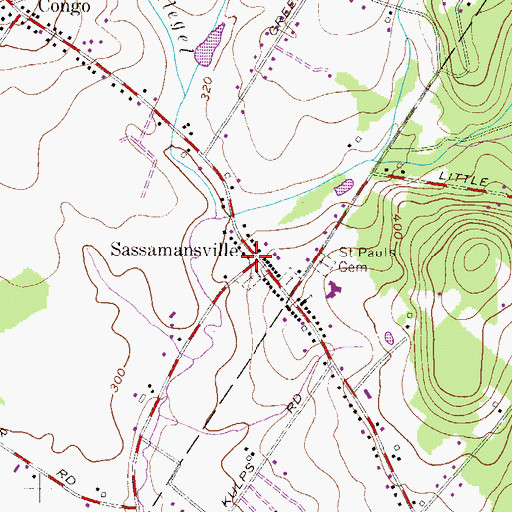 Topographic Map of Sassamansville Post Office, PA
