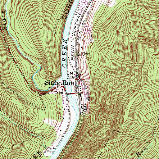 Topographic Map of Slate Run Post Office, PA