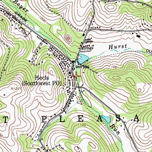 Topographic Map of Southwest Post Office, PA