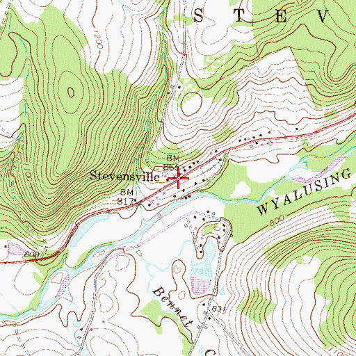 Topographic Map of Stevensville Post Office, PA