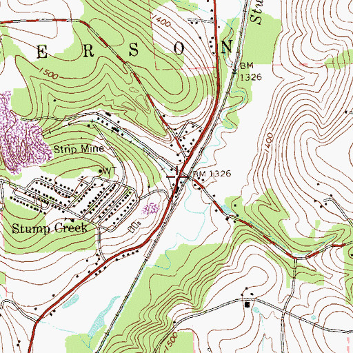 Topographic Map of Stump Creek Post Office, PA
