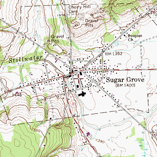 Topographic Map of Sugar Grove Post Office, PA