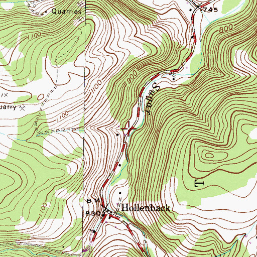 Topographic Map of Sugar Run Post Office, PA